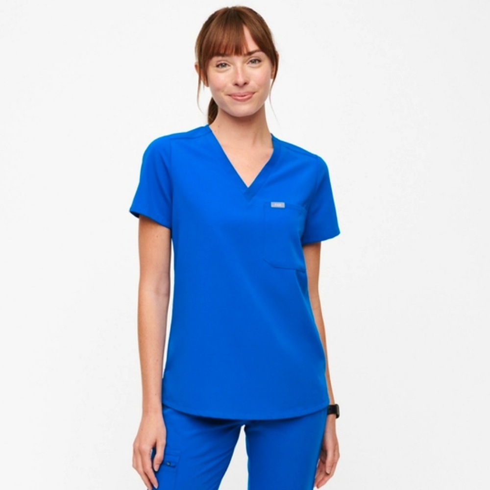 FIGS Catarina One-Pocket Scrub Top in Royal Blue